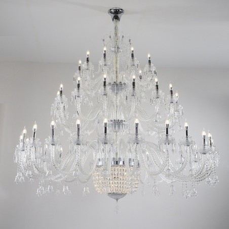 Lampadario a candela in cristallo a 50 luci, 3 livelli, stile moderno/contemporaneo