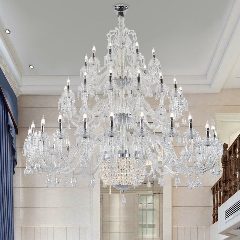 Lampadario a candela in cristallo a 50 luci, 3 livelli, stile moderno/contemporaneo