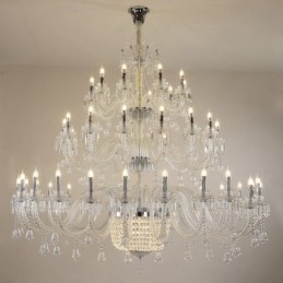 Lampadario a candela in cristallo a 50 luci, 3 livelli, stile moderno/contemporaneo