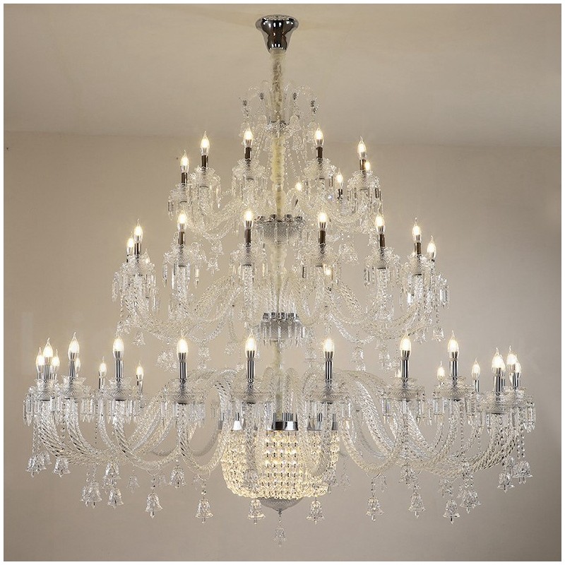 Lampadario a candela in cristallo a 50 luci, 3 livelli, stile moderno/contemporaneo