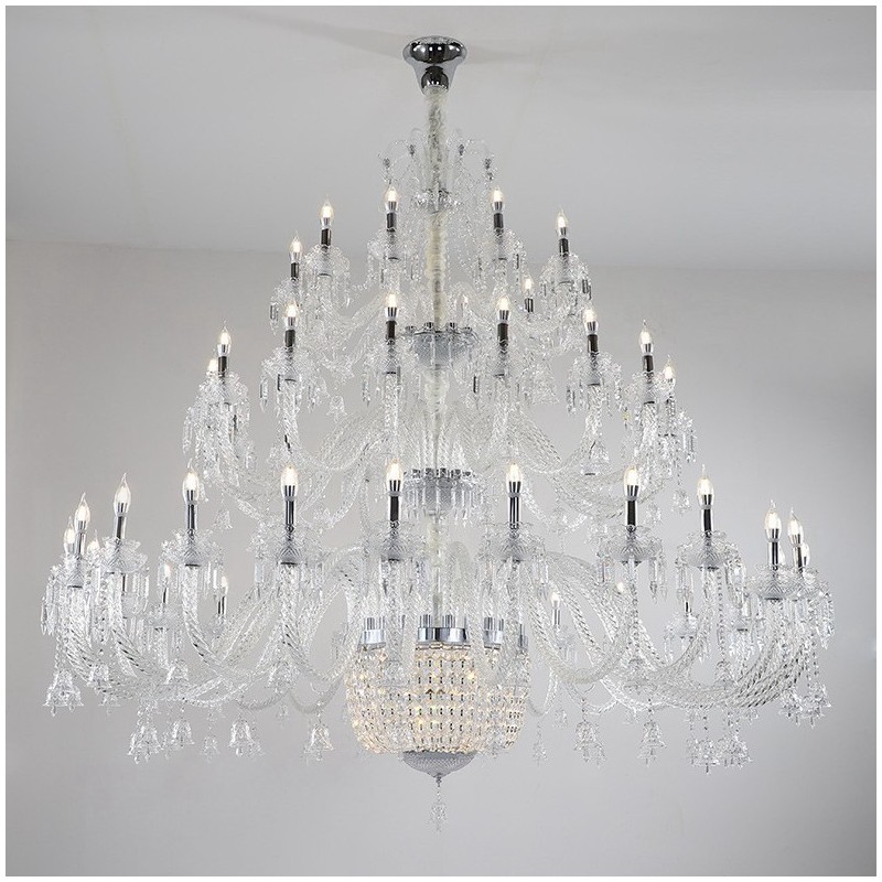 Lampadario a candela in cristallo a 50 luci, 3 livelli, stile moderno/contemporaneo