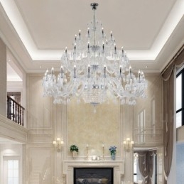 Lampadario a candela in cristallo a 50 luci, 3 livelli, stile moderno/contemporaneo