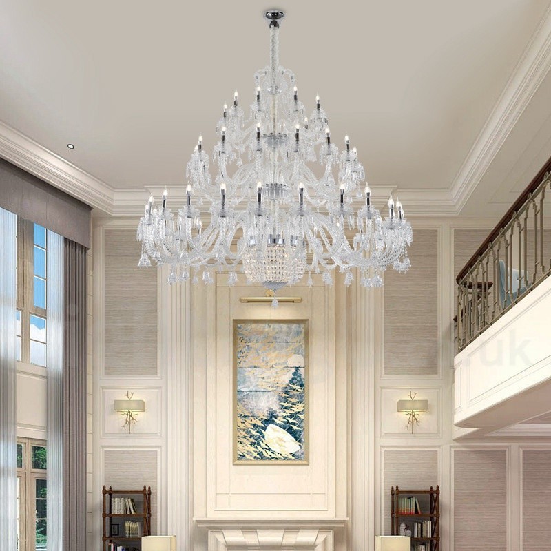 Lampadario a candela in cristallo a 50 luci, 3 livelli, stile moderno/contemporaneo