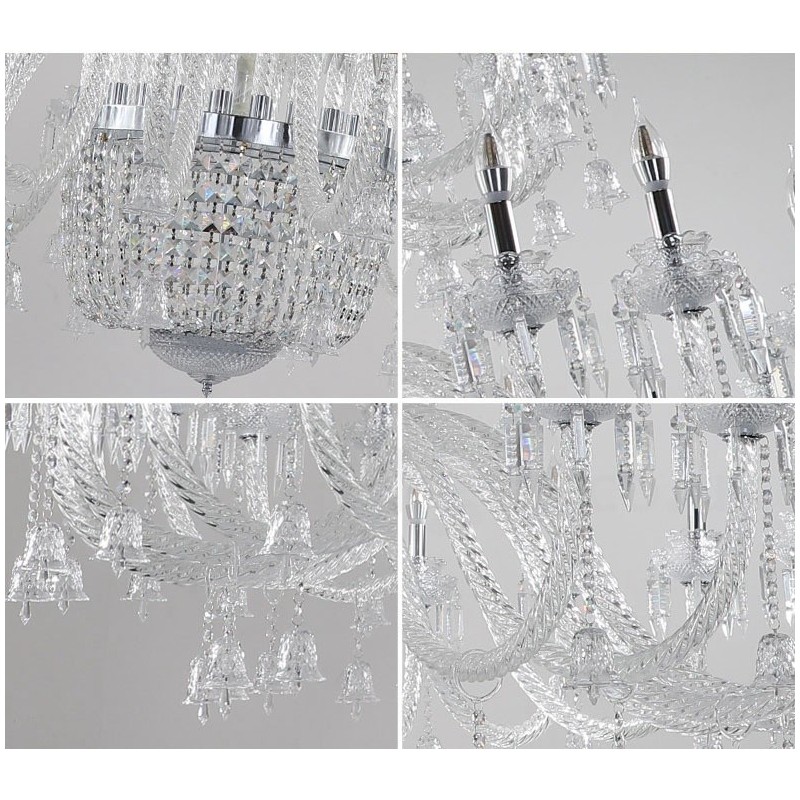 Lampadario a candela in cristallo a 50 luci, 3 livelli, stile moderno/contemporaneo