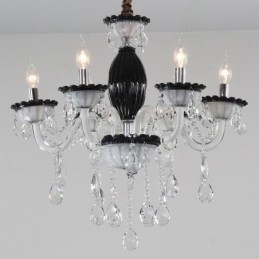 Lampadario in cristallo a 6 luci stile candela nero
