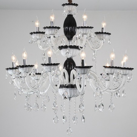 Lampadario a candela in cristallo nero 18 luci (12+6)