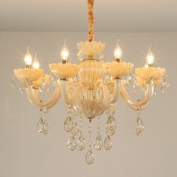 Lampadario a candela in cristallo champagne 8 luci