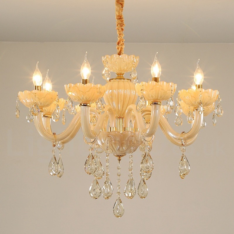 Lampadario a candela in cristallo champagne 8 luci