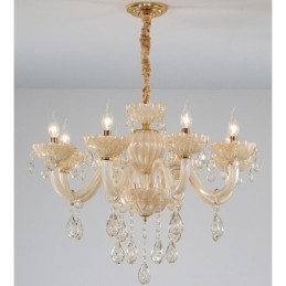 Lampadario a candela in cristallo champagne 8 luci