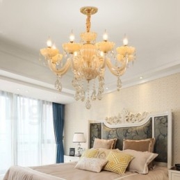 Lampadario a candela in cristallo champagne 8 luci