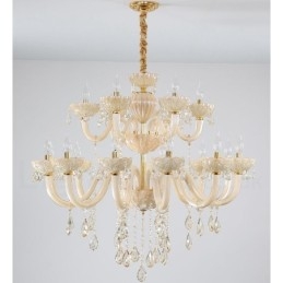 Lampadario a candela in cristallo champagne 18 luci (12+6)