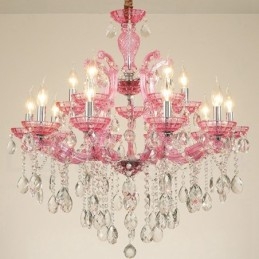 Lampadario a candela in cristallo multicolore 18 luci 12+6