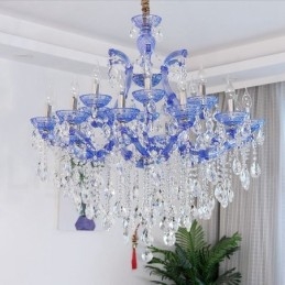 Lampadario a candela in cristallo multicolore 18 luci 12+6
