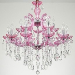 Lampadario a candela in cristallo multicolore 18 luci 12+6
