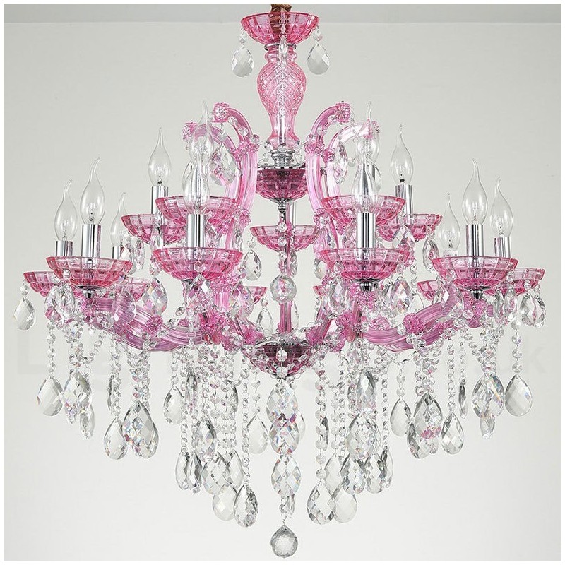 Lampadario a candela in cristallo multicolore 18 luci 12+6