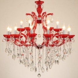 Lampadario a candela in cristallo multicolore 18 luci 12+6