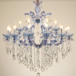Lampadario a candela in cristallo multicolore 18 luci 12+6
