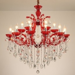 Lampadario a candela in cristallo multicolore 18 luci 12+6