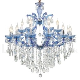 Lampadario a candela in cristallo multicolore 18 luci 12+6