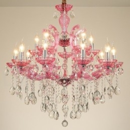 Lampadario a candela in cristallo multicolore 18 luci 12+6