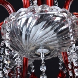 Lampadario a candela in cristallo rosso retrò