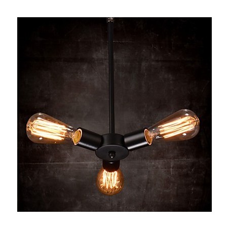 Lampadario a sospensione 3 luci stile country in ferro battuto