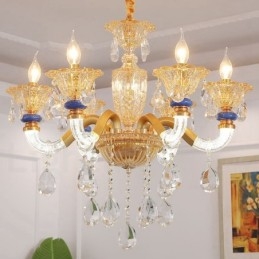 Lampadario contemporaneo in cristallo a 6 luci color champagne