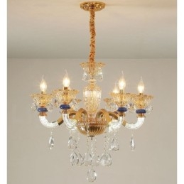 Lampadario contemporaneo in cristallo a 6 luci color champagne