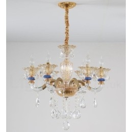 Lampadario contemporaneo in cristallo a 6 luci color champagne
