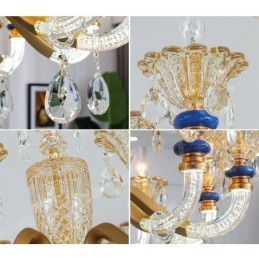 Lampadario contemporaneo in cristallo a 6 luci color champagne