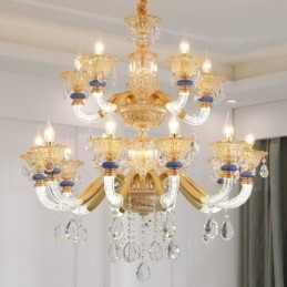 Lampadario contemporaneo in cristallo a 15 luci (10+5) stile candela