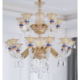 Lampadario contemporaneo in cristallo a 15 luci (10+5) stile candela