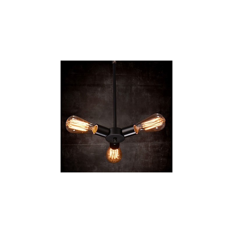 Lampadario a sospensione 3 luci stile country in ferro battuto