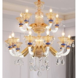 Lampadario contemporaneo in cristallo a 15 luci (10+5) stile candela