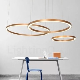 Lampada a sospensione LED moderna a 3 anelli oro rosa dimmerabile Wi‑Fi, paralume in acrilico, Ø 80+60+40 cm