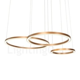 Lampada a sospensione LED moderna a 3 anelli oro rosa dimmerabile Wi‑Fi, paralume in acrilico, Ø 80+60+40 cm