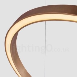 Lampada a sospensione LED moderna a 3 anelli oro rosa dimmerabile Wi‑Fi, paralume in acrilico, Ø 80+60+40 cm
