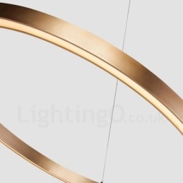 Lampada a sospensione LED moderna a 3 anelli oro rosa dimmerabile Wi‑Fi, paralume in acrilico, Ø 80+60+40 cm