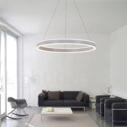 Lampada a sospensione Art Deco a 1 anello e 2 strisce, 60 cm