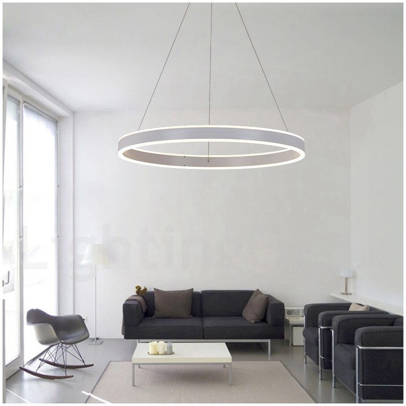 Lampada a sospensione Art Deco a 1 anello e 2 strisce, 60 cm