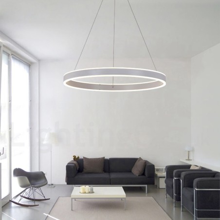 Lampada a sospensione Art Deco a 1 anello e 2 strisce, 60 cm
