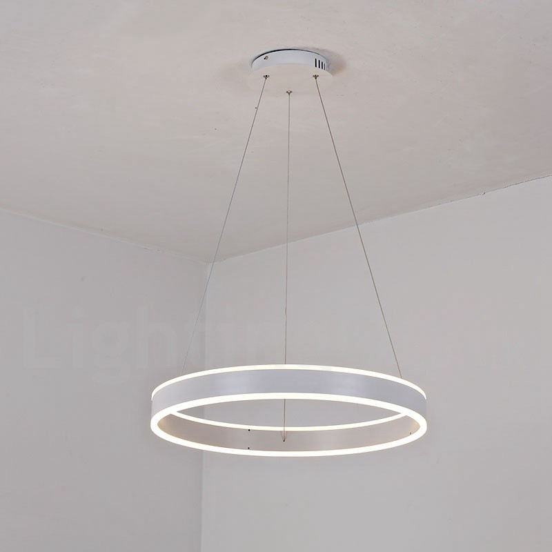 Lampada a sospensione Art Deco a 1 anello e 2 strisce, 60 cm