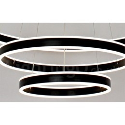 Lampada a sospensione Smart Wi‑Fi dimmerabile a 3 anelli 80+60+40 cm con 2 strisce LED e paralume in acrilico