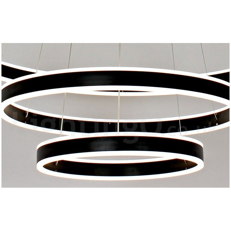 Lampada a sospensione Smart Wi‑Fi dimmerabile a 3 anelli 80+60+40 cm con 2 strisce LED e paralume in acrilico