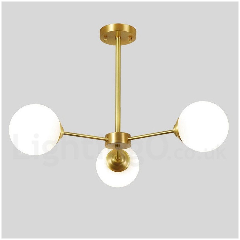 Lampadario a sospensione moderno a forma di fagiolo in ottone puro a 3 luci E27
