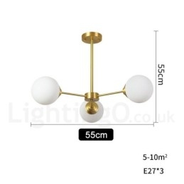 Lampadario a sospensione moderno a forma di fagiolo in ottone puro a 3 luci E27