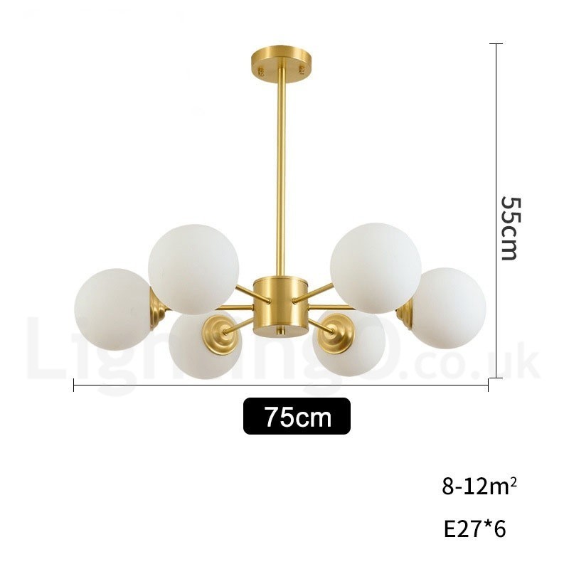 Lampadario moderno a forma di fagiolo in ottone puro a 6 luci
