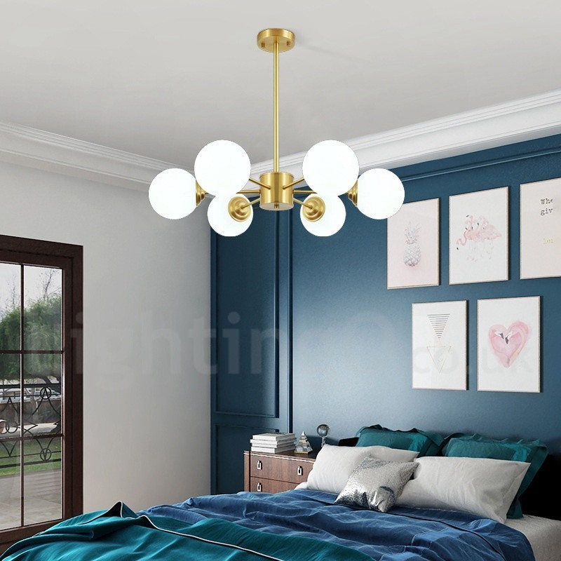 Lampadario moderno a forma di fagiolo in ottone puro a 6 luci