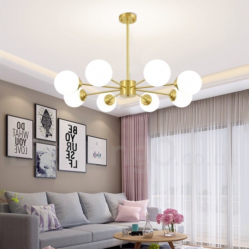Lampadario moderno a forma di fagiolo in ottone puro con 8 luci
