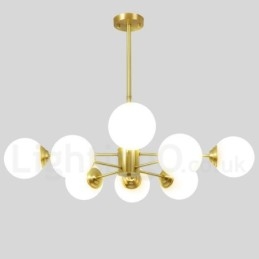 Lampadario a fagiolo in ottone puro a 8 luci (4+4), a due livelli, stile nordico, 92 x 55 cm